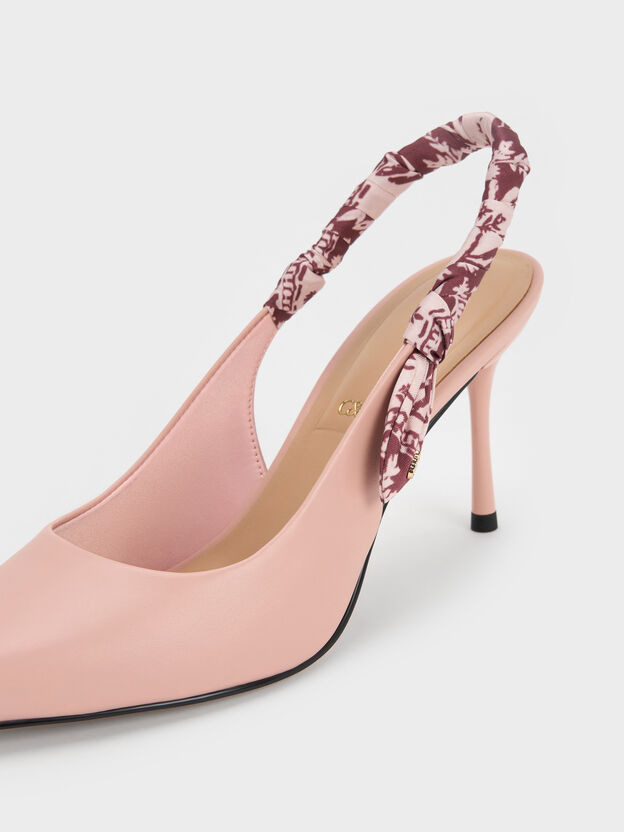Tayari Leather Scarf-Strap Slingback Pumps, Pink, hi-res