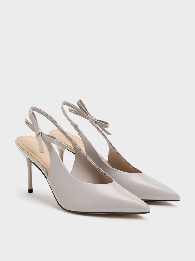 Anastasia Leather Slingback Pumps, Grey, hi-res