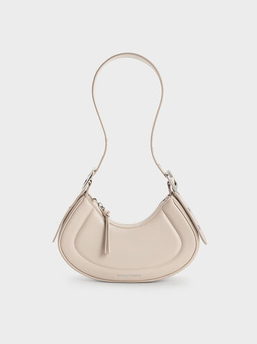 Petra Curved Shoulder Bag, Oat, hi-res