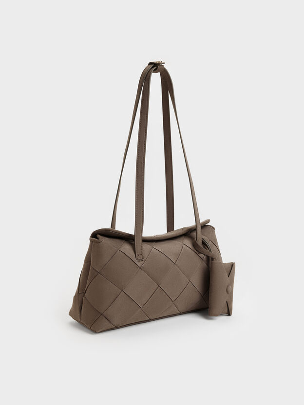 Maribel Woven Trapeze Shoulder Bag, Stone Grey, hi-res