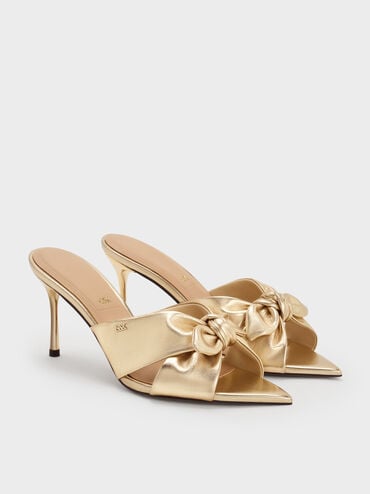 Jayce Metallic Leather Stiletto Mules, Gold, hi-res