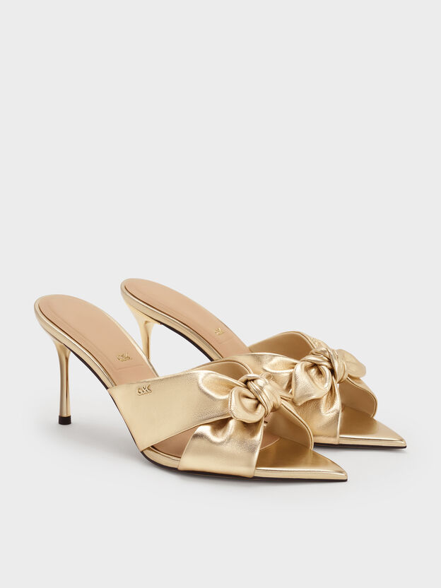 Jayce Metallic Leather Stiletto Mules, Gold, hi-res
