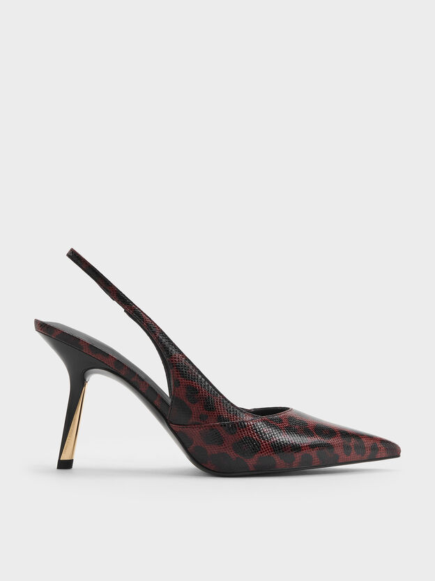 Taylen Leopard-Print Slingback Pumps, Animal Print Burgundy, hi-res