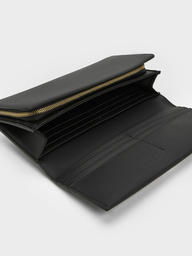 Muriel Front Flap Long Wallet, Black, hi-res