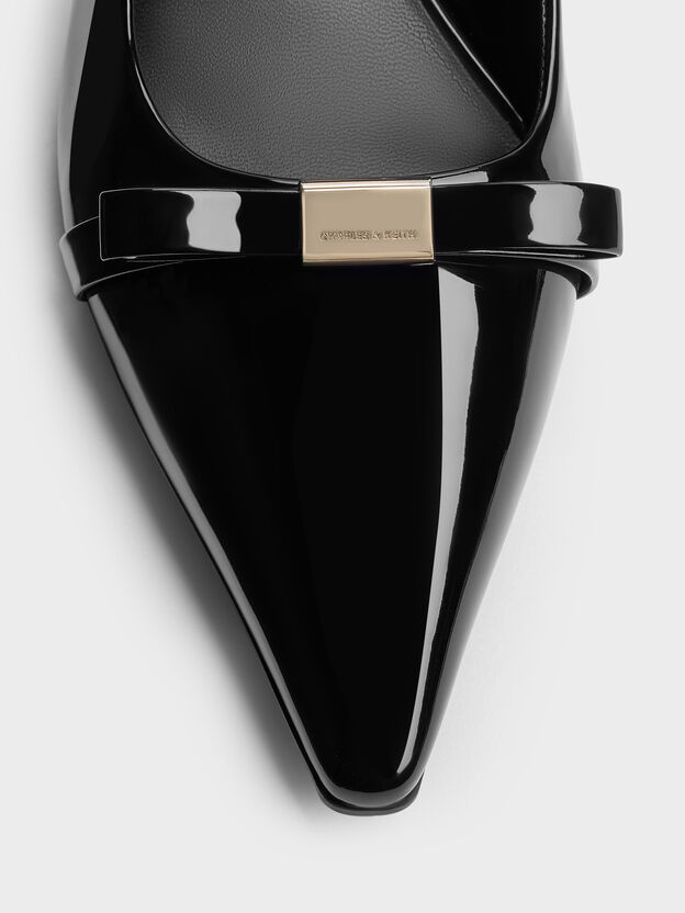 Dorian Patent Bow Pointed Stiletto Pumps, Black Patent, hi-res