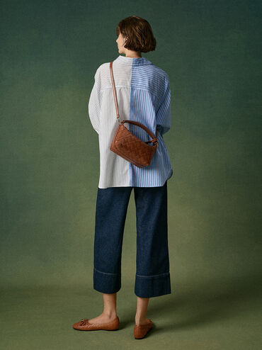 Ivette Woven Shoulder Bag, Chocolate, hi-res