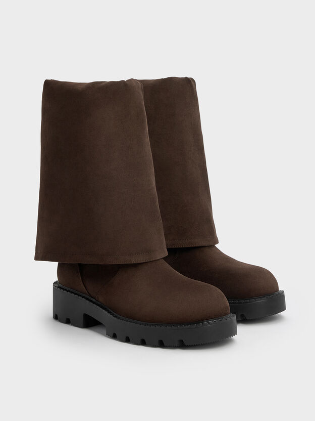 Camilla Faux Suede Thigh-High Boots, Dark Brown Textured, hi-res