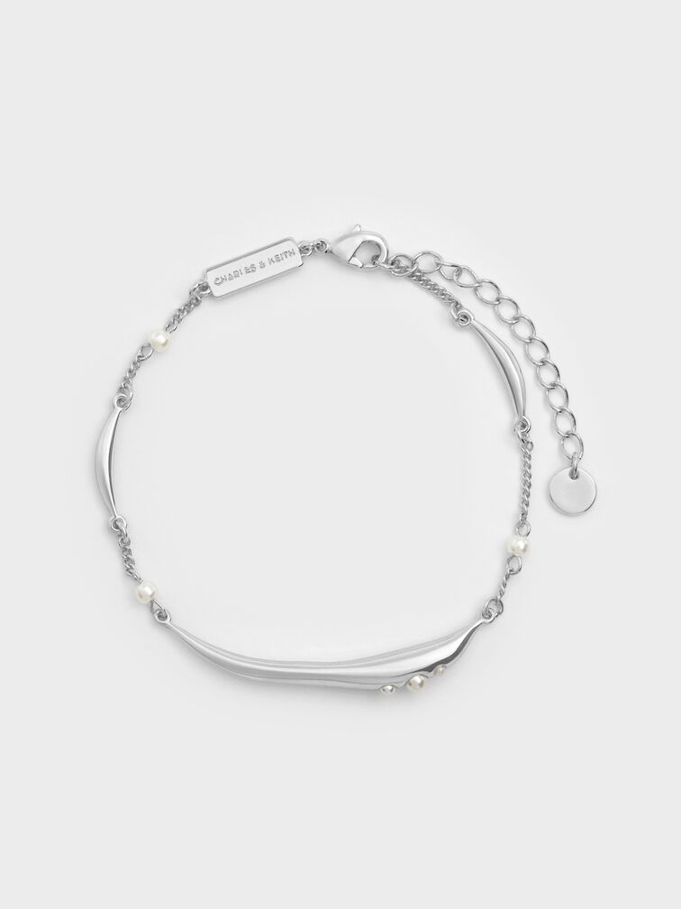 Corrine Pearl Sculptural Bracelet, Silver, hi-res