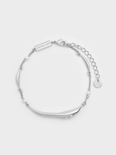 Corrine Pearl Sculptural Bracelet, Silver, hi-res