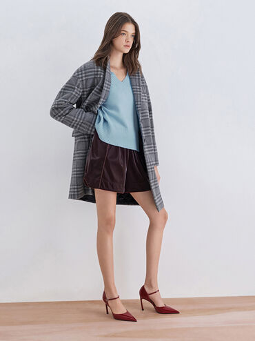 Patent Pointed D'Orsay Stiletto Pumps, Red, hi-res