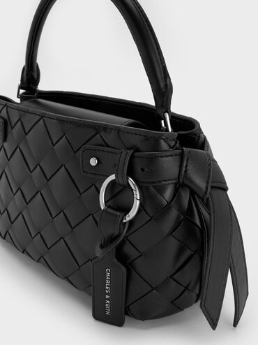 Ivette Woven Top Handle Bag, Noir, hi-res