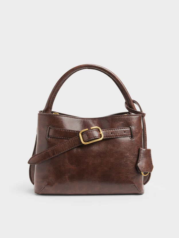 Victoria Belted Top Handle Bag, Distressed Coffee, hi-res
