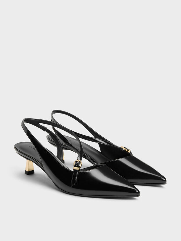 Asymmetric D'Orsay Slingback Pumps, Black Box, hi-res