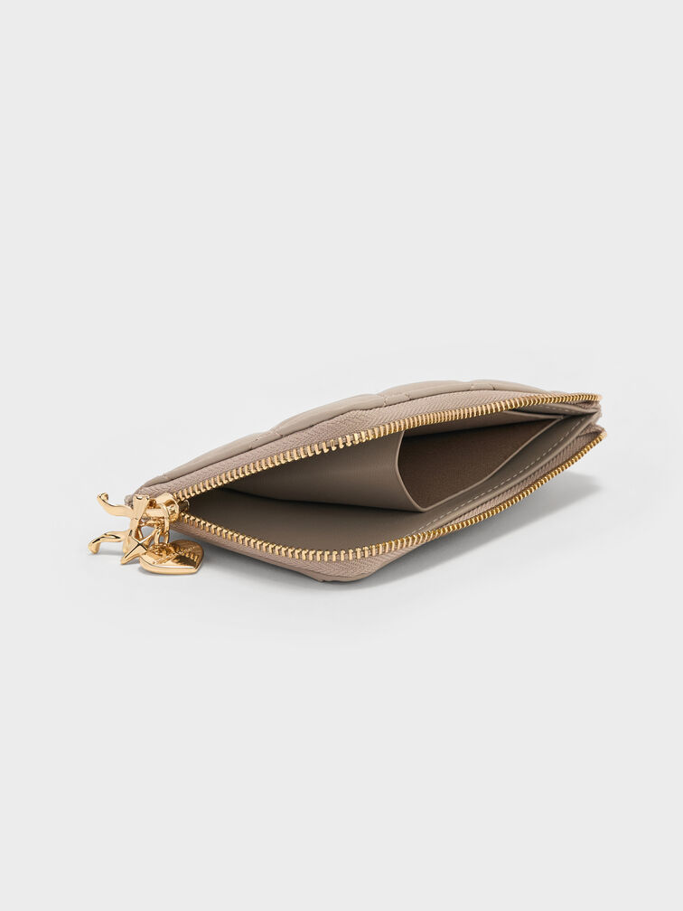 Arrietty Quilted Zip-Around Wallet, Taupe, hi-res