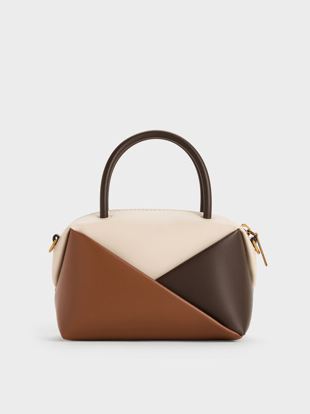 Midori Geometric Bowling Bag, Multi Brown, hi-res