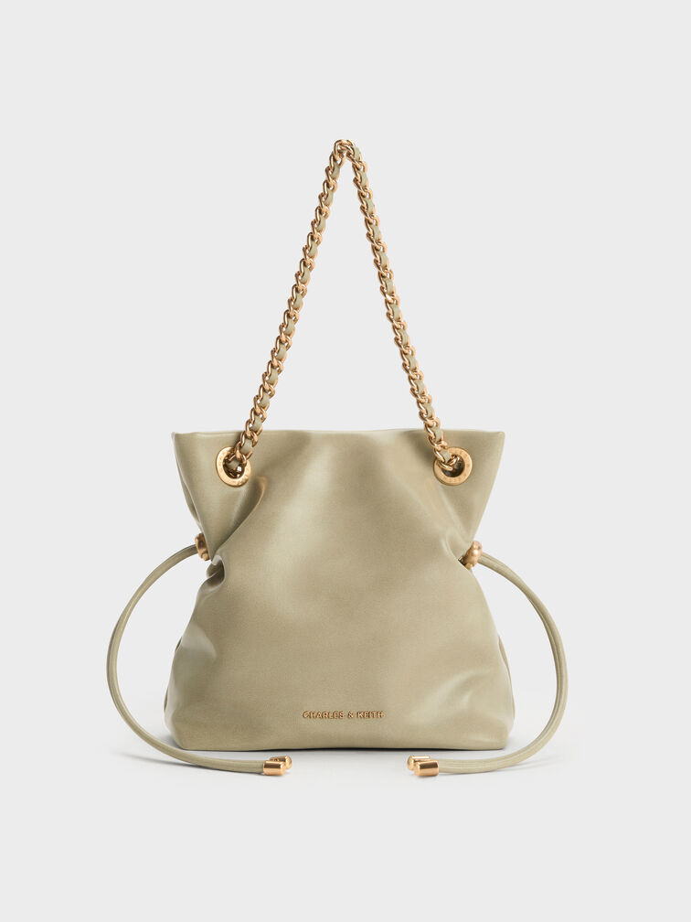 Arya Braided-Chain Crossbody Bag, Pale Olive, hi-res