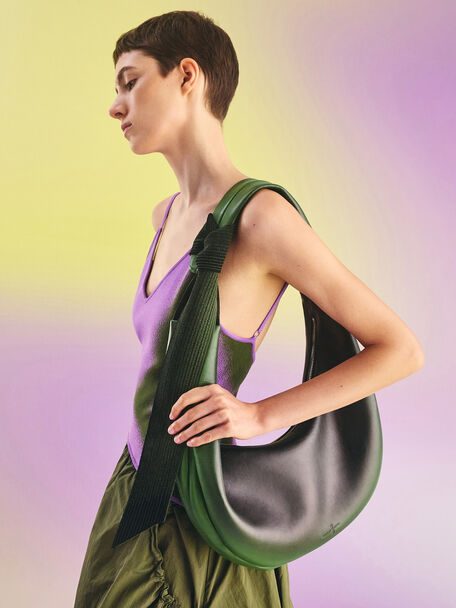 Toni Gradient Knotted Crescent Hobo Bag, Green, hi-res