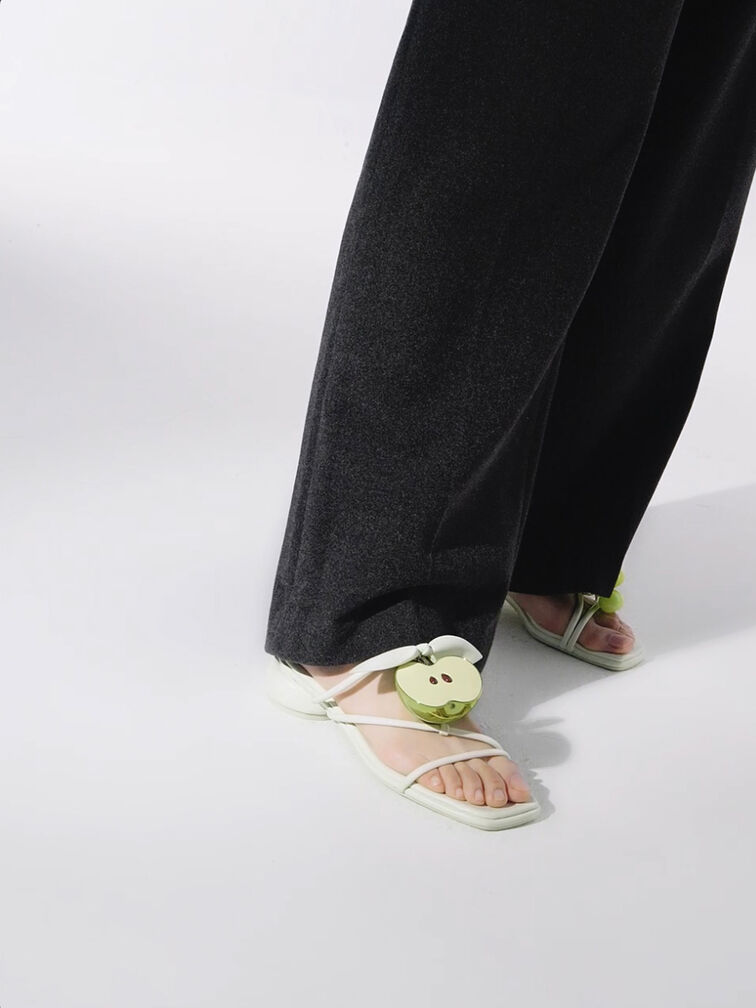 Strappy Tie-Around Sandals & Fruit Charms Set, Mint Sorbet, hi-res