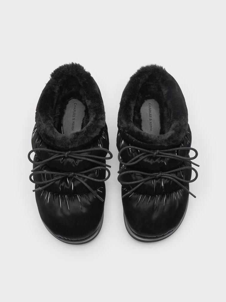 Egan Nylon Puffy Mules, Black Textured, hi-res