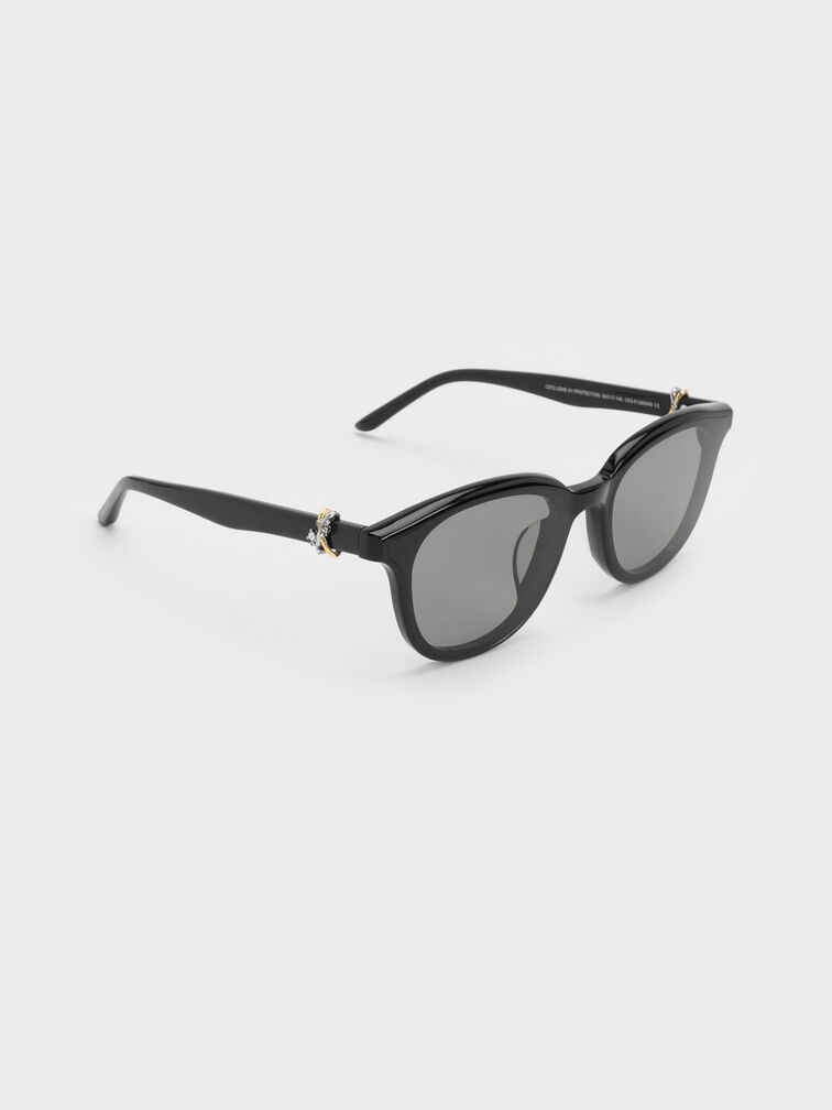 Roux Crystal Square Sunglasses, Noir, hi-res
