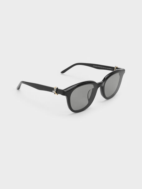 Roux Crystal Square Sunglasses, Noir, hi-res