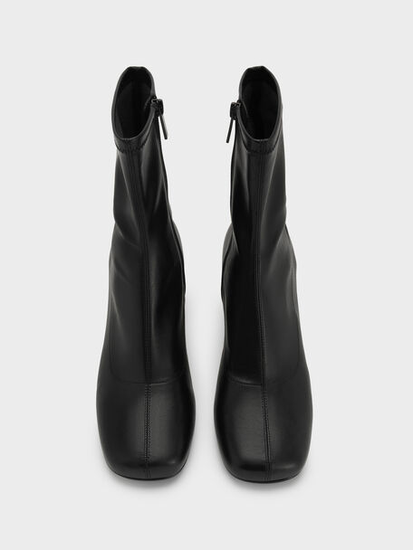 Jully Metallic Trapeze Heel Ankle Boots, Black, hi-res