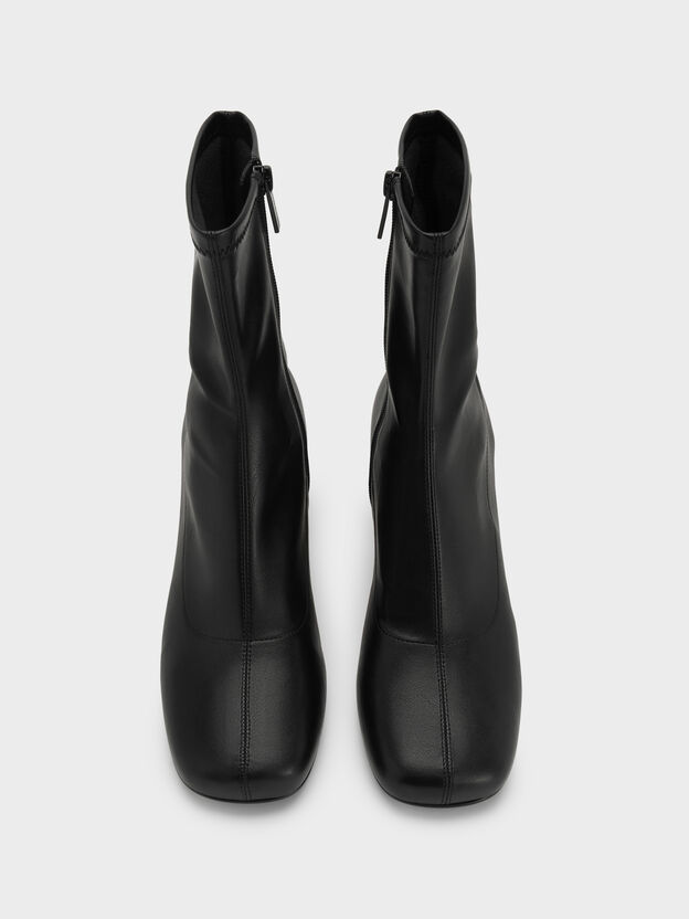 Jully Metallic Trapeze Heel Ankle Boots, Black, hi-res
