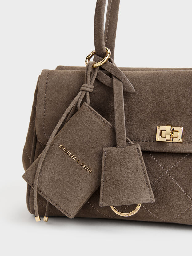 Apfra Quilted Elongated Shoulder Bag, Stone Grey, hi-res