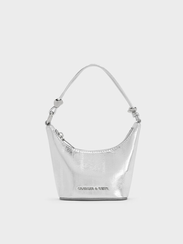 Micro Augustine Metallic Eel-Effect Bag, Silver, hi-res