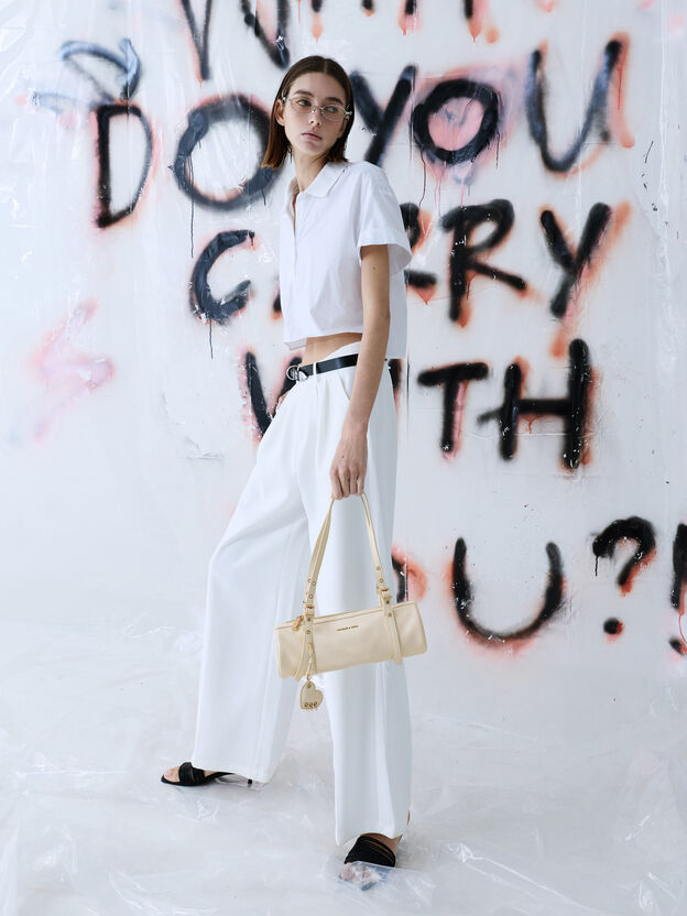 Rey Elongated Shoulder Bag, Cream, hi-res