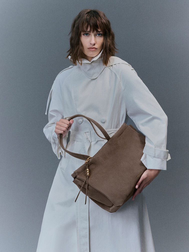 XL Zephyr Tassel Tote Bag, Stone Grey, hi-res
