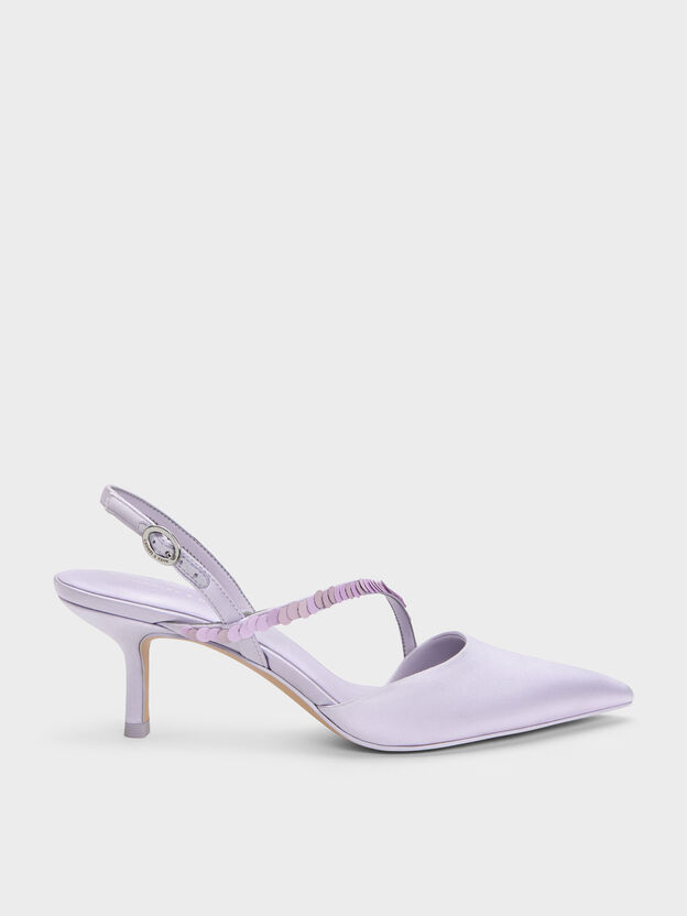 Briella Sequinned Slingback Pumps, Lilac, hi-res