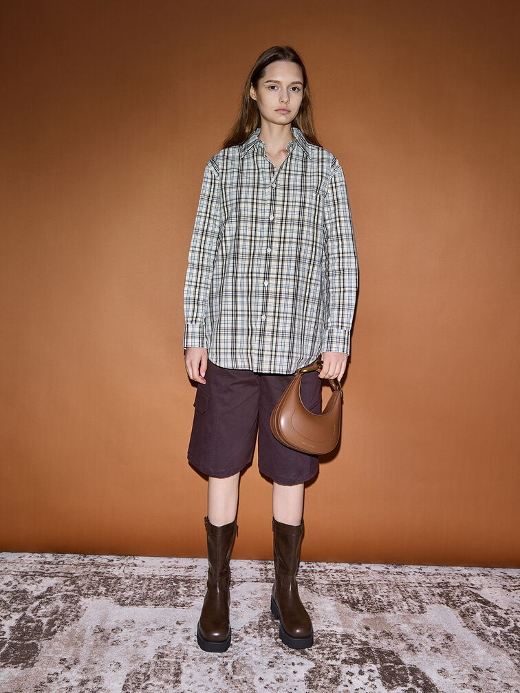 Mini Kora Chain-Link Moon Bag, Chocolate, hi-res