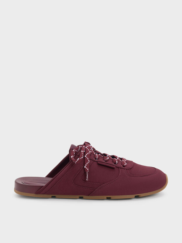 Lace-Up Sneaker Mules, Burgundy, hi-res