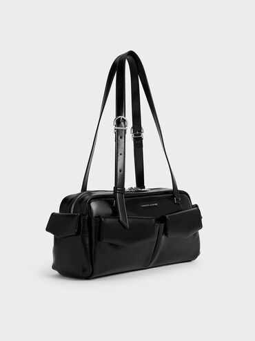 Rachel Elongated Multi-Pocket Shoulder Bag, Noir, hi-res