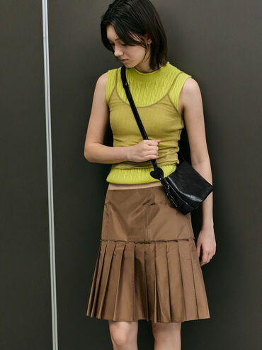 Duo Quilted Chain Bucket Bag, Black, hi-res