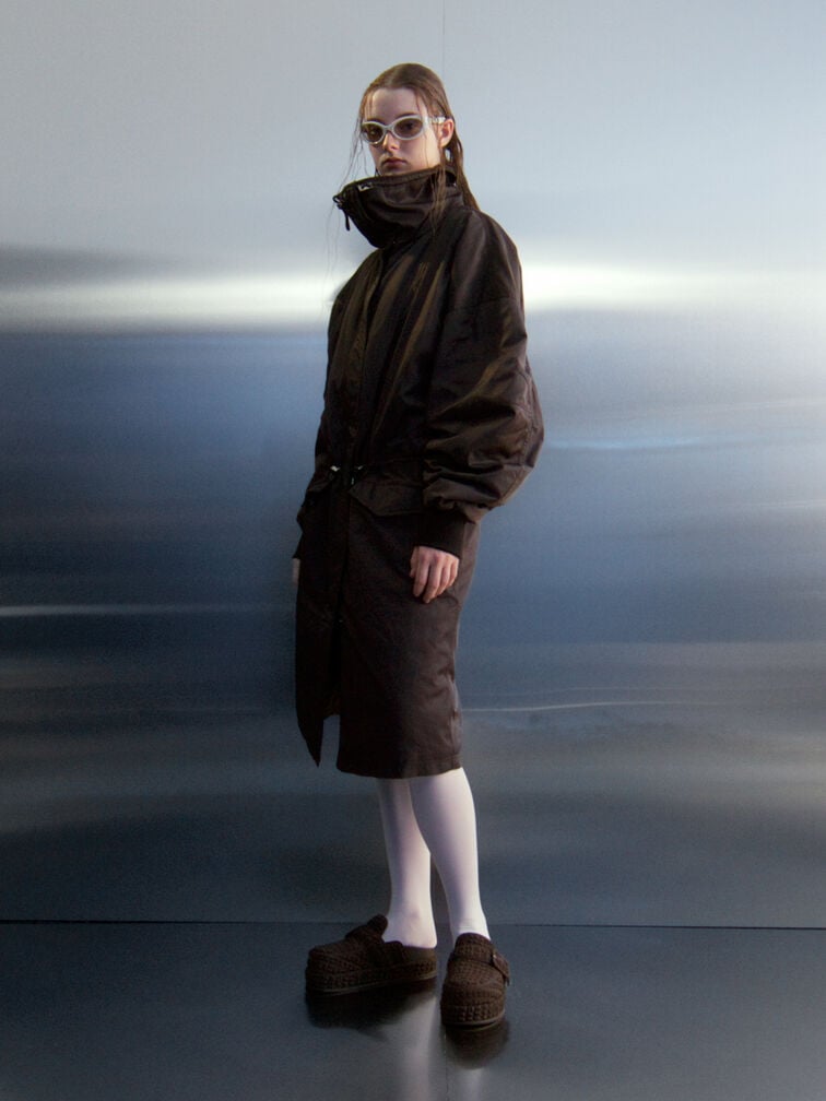 Loren Textured Flatform Mules, Dark Brown, hi-res