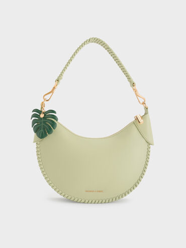 Blume Braided Curved Hobo Bag, Matcha Green, hi-res