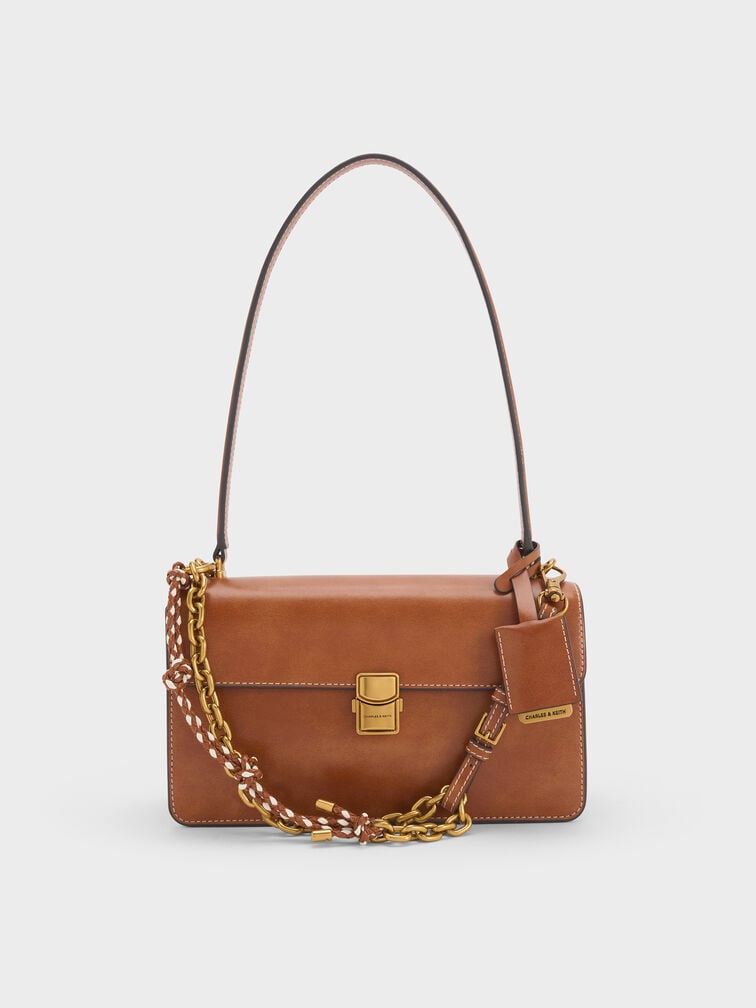 Acelynn Rope-Chain Shoulder Bag, Distressed Tan, hi-res