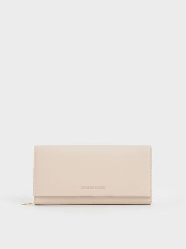 Muriel Front Flap Long Wallet, Oat, hi-res