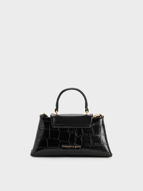 Micro Lilibet Croc-Effect Top Handle Bag, Black, hi-res