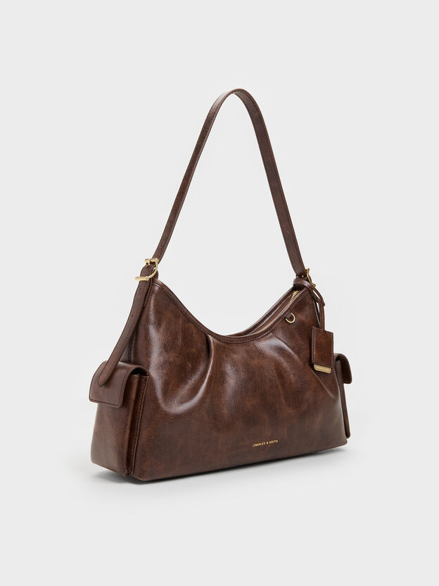 Khai Side-Pocket Shoulder Bag, Distressed Coffee, hi-res