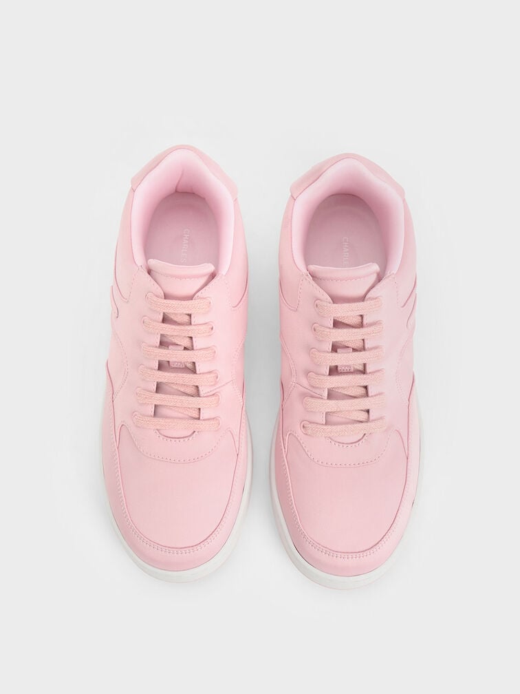 Satin Low-Top Sneakers, Pink, hi-res