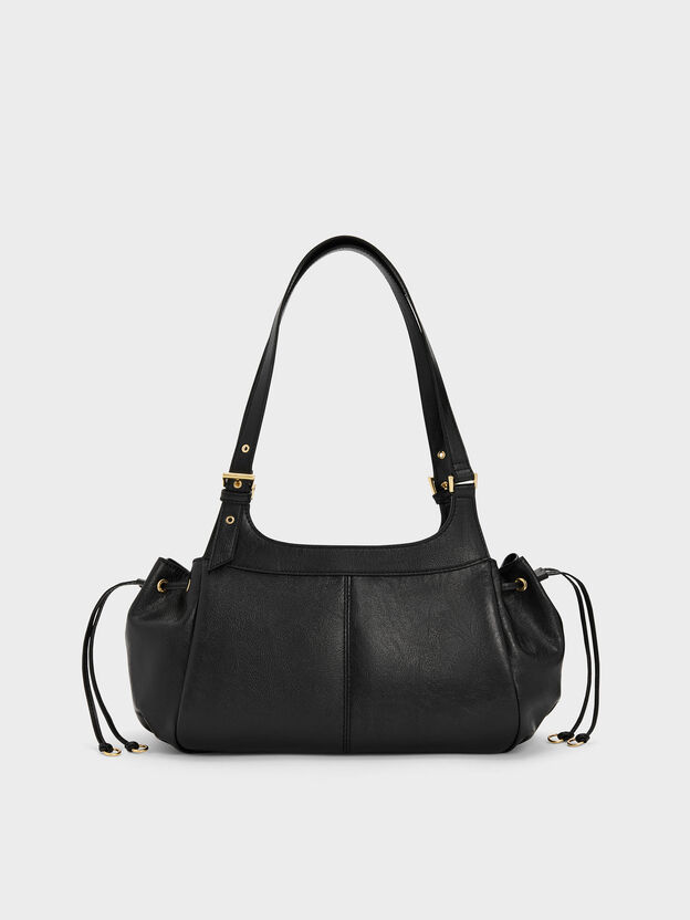 Lillith Drawstring Tote Bag, Black, hi-res