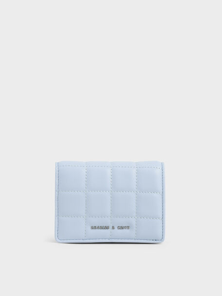 Cassia Quilted Mini Wallet, Light Blue, hi-res
