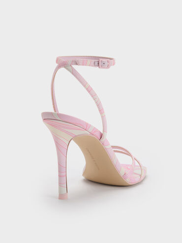 Swirl-Print Ankle-Strap Heels, Light Pink, hi-res