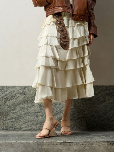 Mesh Sculptural-Heel Wedges, Nude, hi-res