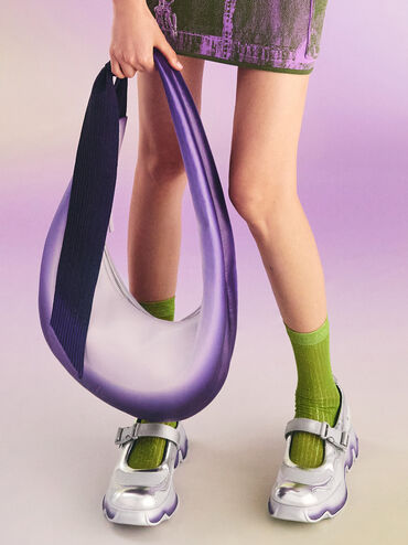 Toni Gradient Knotted Crescent Hobo Bag, Purple, hi-res