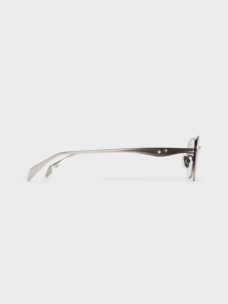 Celestia Ombre Crystal-Accent Oval Sunglasses, Grey, hi-res