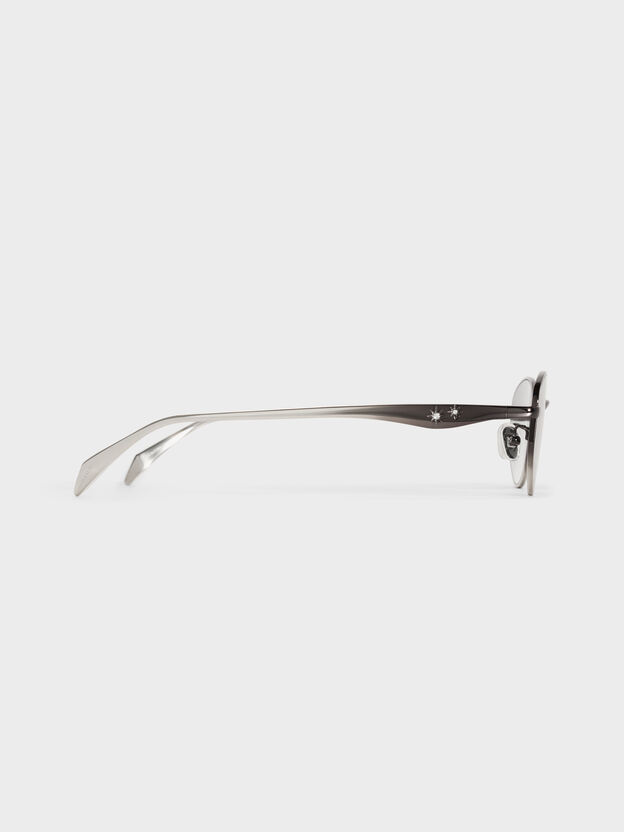 Celestia Ombre Crystal-Accent Oval Sunglasses, Grey, hi-res
